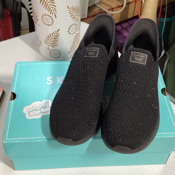 Skechers Shoes - Skechers Black Sparkle Slip-Ons Martha Stewart Design New Martha Stewart NEW
